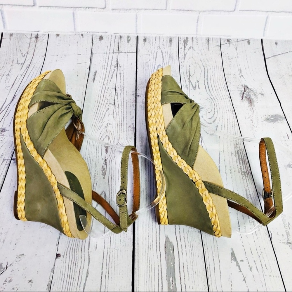 EARTHIES Sonzi Fern Wedge Sandals Green Size 9 - Picture 5 of 8
